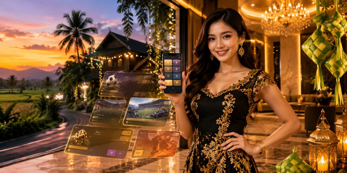 Suasana hiburan Hari Raya Malaysia dengan loteri dan permainan madrid888